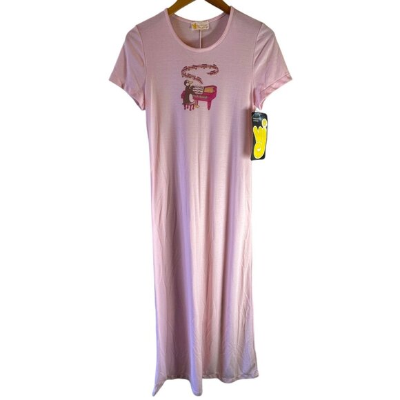 NOS Vintage Vassarette Juniors Pink Penguin Playing Piano Nightgown – Size Large - Picture 2 of 6